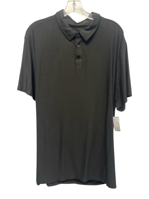 Vuori Size Est XXL Black Synthetic Solid Athletic Polo Men's Short Sleeve Black / Est XXL
