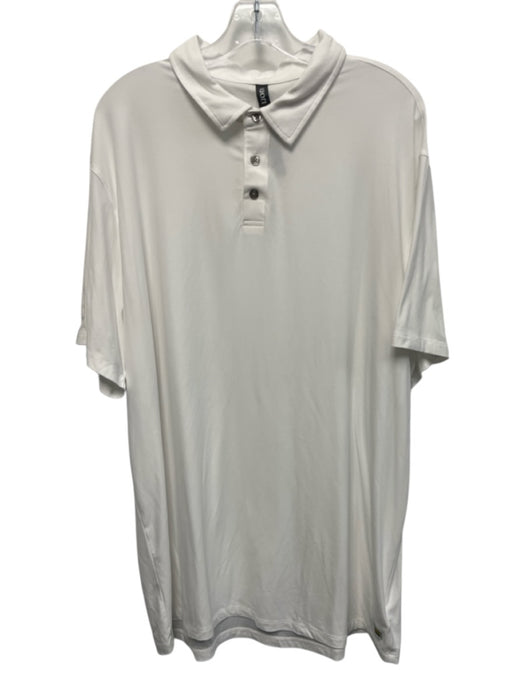 Vuori Size XXL White Synthetic Solid Athletic Polo Men's Short Sleeve White / XXL