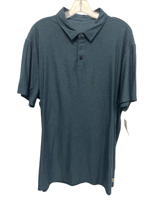 Vuori Size Est XXL Blue Synthetic Heathered Athletic Polo Men's Short Sleeve Blue / Est XXL