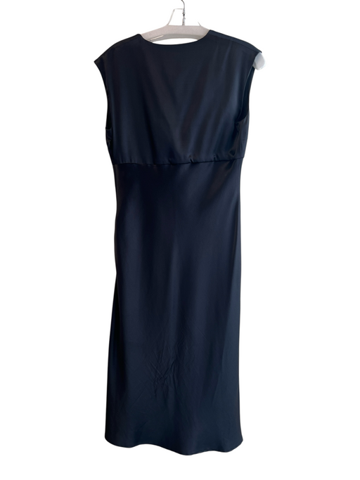 Kors Michael Kors Size 6 Black Silk Satin V Neck Sleeveless Midi Dress Black / 6