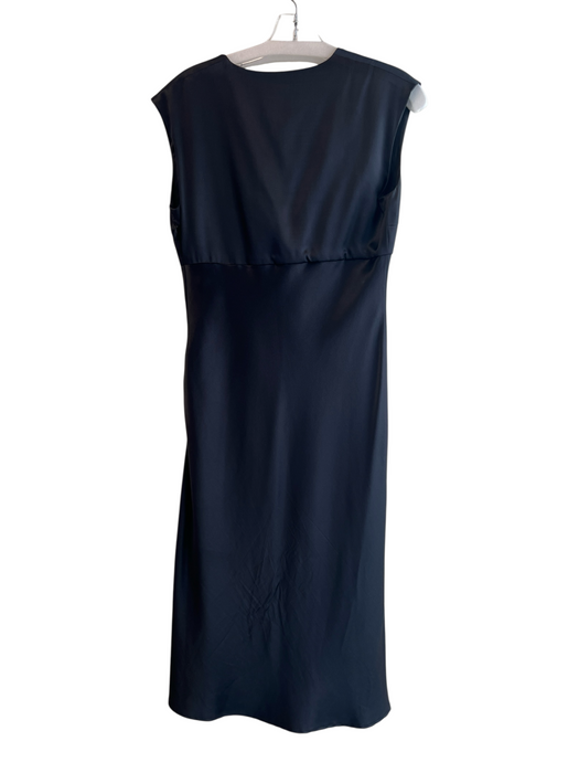 Kors Michael Kors Size 6 Black Silk Satin V Neck Sleeveless Midi Dress Black / 6