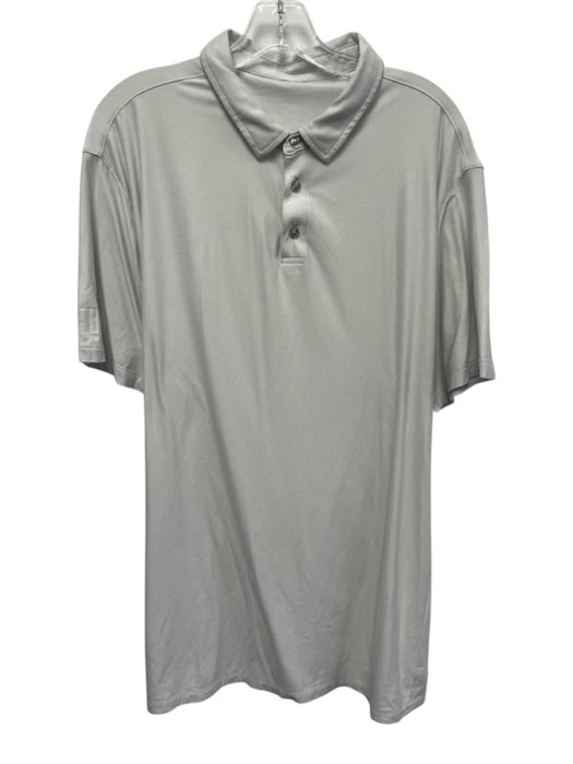 Vuori Size Est XXL Gray Synthetic Solid Athletic Polo Men's Short Sleeve Gray / Est XXL