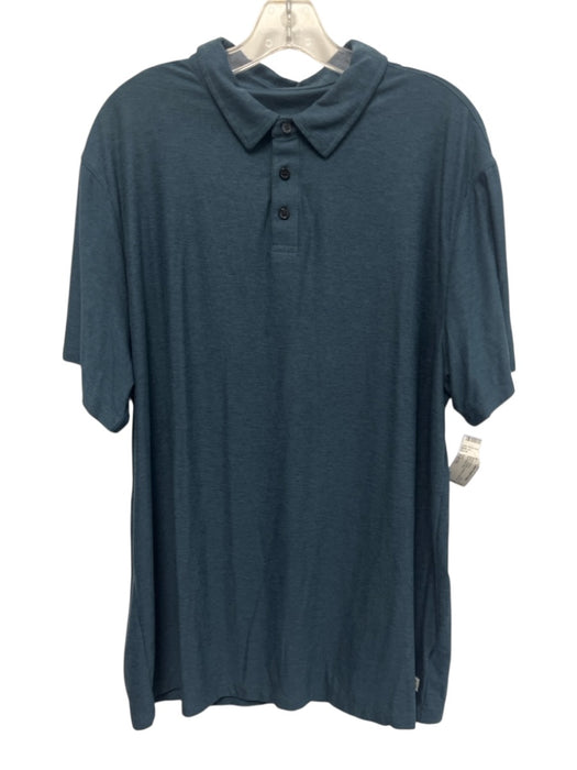 Vuori Size Est XXL Blue Synthetic Heathered Athletic Polo Men's Short Sleeve Blue / Est XXL