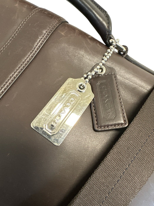 Coach Dark Brown Leather Solid Satchel Men's Bag Dark Brown