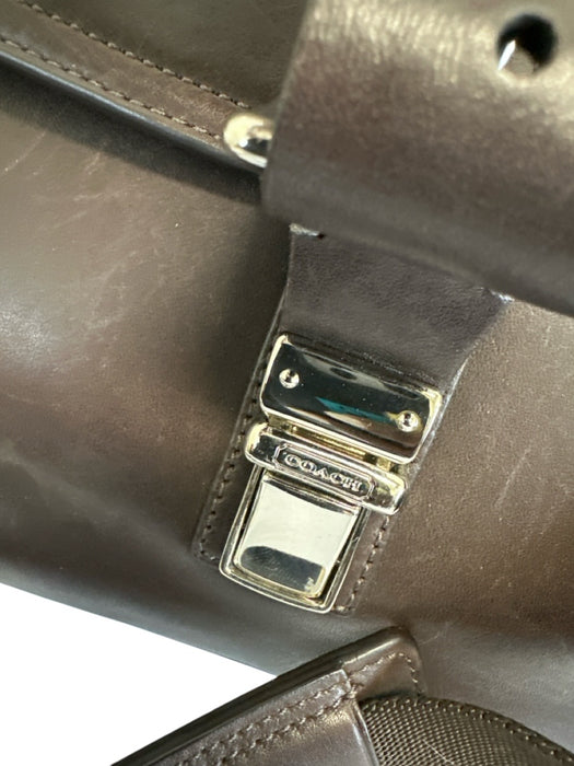 Coach Dark Brown Leather Solid Satchel Men's Bag Dark Brown