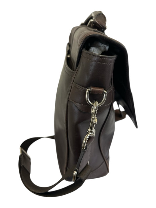 Coach Dark Brown Leather Solid Satchel Men's Bag Dark Brown
