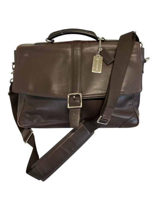 Coach Dark Brown Leather Solid Satchel Men's Bag Dark Brown