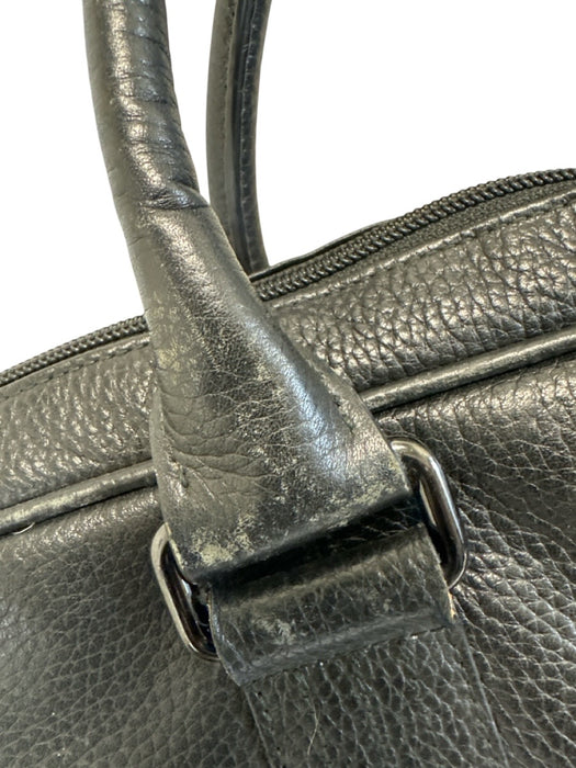 Boss Black Leather Pebbled Satchel Men's Bag Black