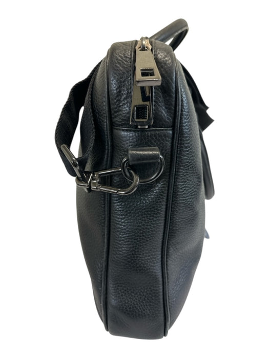 Boss Black Leather Pebbled Satchel Men's Bag Black