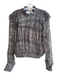 Free People Size S Gray Viscose Micropleat Crinkle High Neck Long Sleeve Top Gray / S