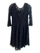 Free People Size 6 Black Cotton Blend Sheer Overlay Round Neck Long Sleeve Dress Black / 6