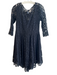 Free People Size 6 Black Cotton Blend Sheer Overlay Round Neck Long Sleeve Dress Black / 6