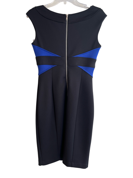 Maggy London Size 6 Black & Navy Polyester Round Neck Sleeveless Back Zip Dress Black & Navy / 6