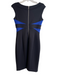 Maggy London Size 6 Black & Navy Polyester Round Neck Sleeveless Back Zip Dress Black & Navy / 6