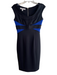 Maggy London Size 6 Black & Navy Polyester Round Neck Sleeveless Back Zip Dress Black & Navy / 6