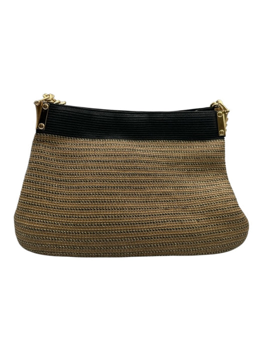 Eric Javits Beige, Black & Gold No Fabric Tag Woven Metallic Thread Shoulder Bag Beige, Black & Gold