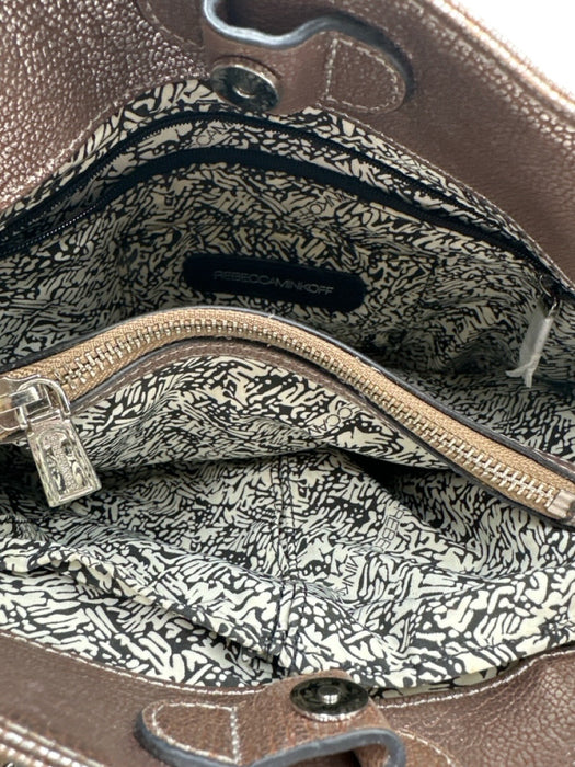 Rebecca Minkoff Pink Leather Metallic Magnetic Snap Closure Satchel Shoulder Bag Pink