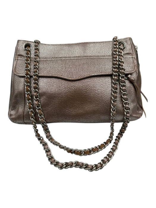 Rebecca Minkoff Pink Leather Metallic Magnetic Snap Closure Satchel Shoulder Bag Pink