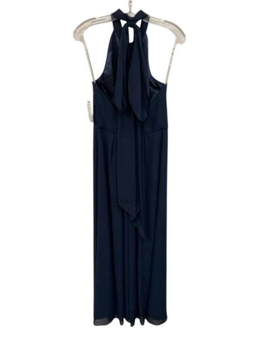 Monique Lhuillier Bridesmaids Size Est 8 Navy Blue Polyester High Neck Gown Navy Blue / Est 8