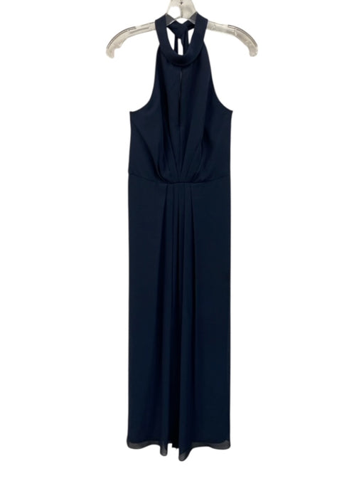 Monique Lhuillier Bridesmaids Size Est 8 Navy Blue Polyester High Neck Gown Navy Blue / Est 8
