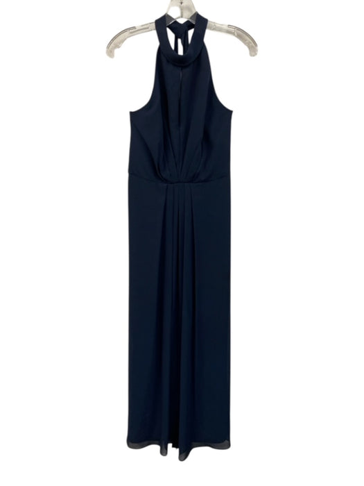 Monique Lhuillier Bridesmaids Size Est 8 Navy Blue Polyester High Neck Gown Navy Blue / Est 8