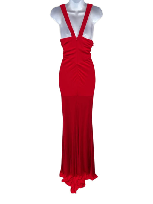 Badgley Mischka Collection Size 8 Red Viscose Sleeveless Gathered Pleating Gown Red / 8
