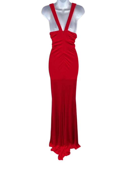 Badgley Mischka Collection Size 8 Red Viscose Sleeveless Gathered Pleating Gown Red / 8