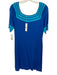 Trina Turk Size L Blue & Aqua Viscose Blend Knit Stripe Detail Square Neck Dress Blue & Aqua / L