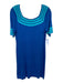 Trina Turk Size L Blue & Aqua Viscose Blend Knit Stripe Detail Square Neck Dress Blue & Aqua / L
