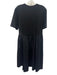 COS Size M Black Cotton & Spandex Short Sleeve Fabric Block Pockets Dress Black / M