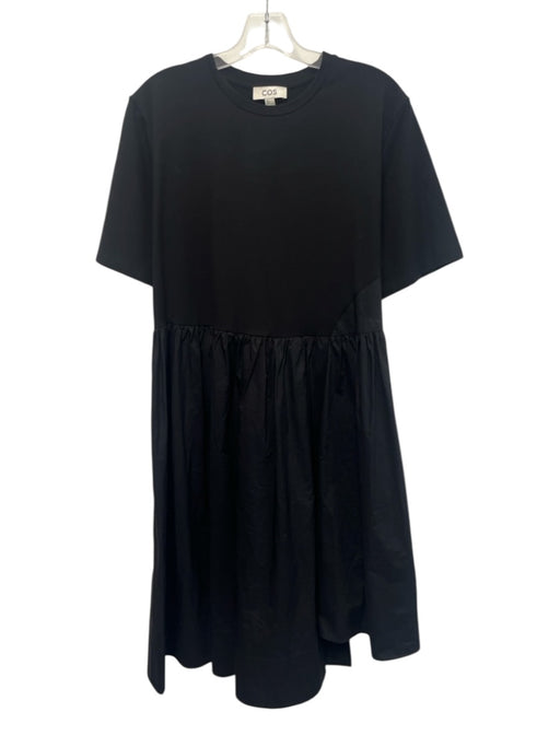 COS Size M Black Cotton & Spandex Short Sleeve Fabric Block Pockets Dress Black / M