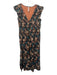 By Anthropologie Size L Green, Orange, Multi Cotton Ruffle Cap Sleeve Maxi Dress Green, Orange, Multi / L