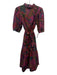 Farm Rio Size L red, pink, multi Cotton Short Puff Sleeve Abstract Print Dress red, pink, multi / L