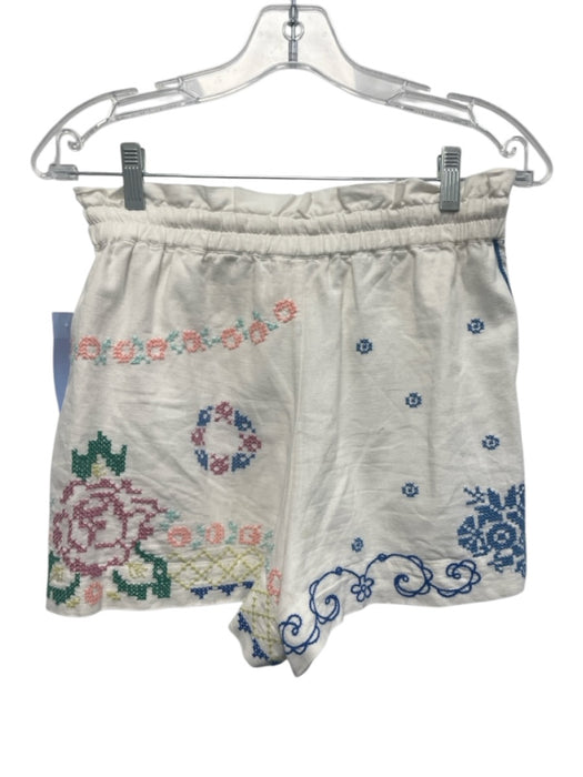 Sezane ama Andion Size 34 White & Multi Cotton & Linen Sleeveless Short Set White & Multi / 34