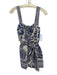 Farm Rio Size XS Cream Beige & Blue Linen Blend Sleeveless Botanical Mini Romper Cream Beige & Blue / XS