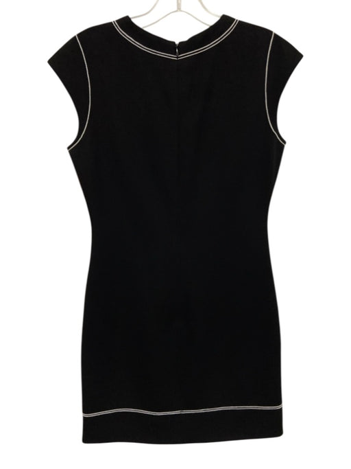 Theory Size 0 Black Triacetate Blend Contrast Stitch Above Knee Sleeveless Dress Black / 0