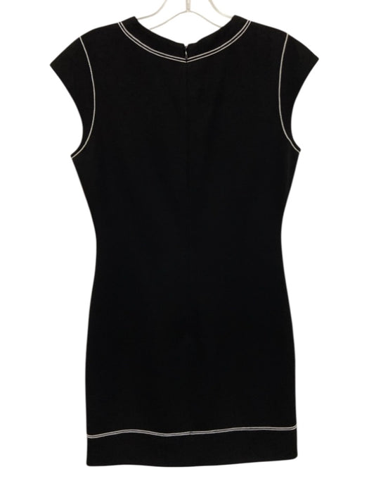 Theory Size 0 Black Triacetate Blend Contrast Stitch Above Knee Sleeveless Dress Black / 0