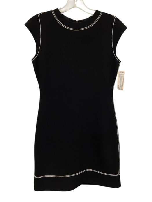 Theory Size 0 Black Triacetate Blend Contrast Stitch Above Knee Sleeveless Dress Black / 0