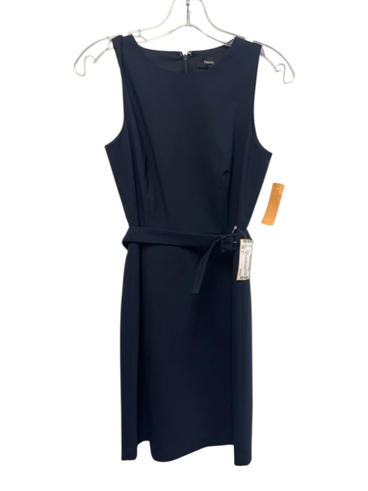 Theory Size 0 Navy Blue Wool Blend Sleeveless Knee Length Sheath Dress Navy Blue / 0