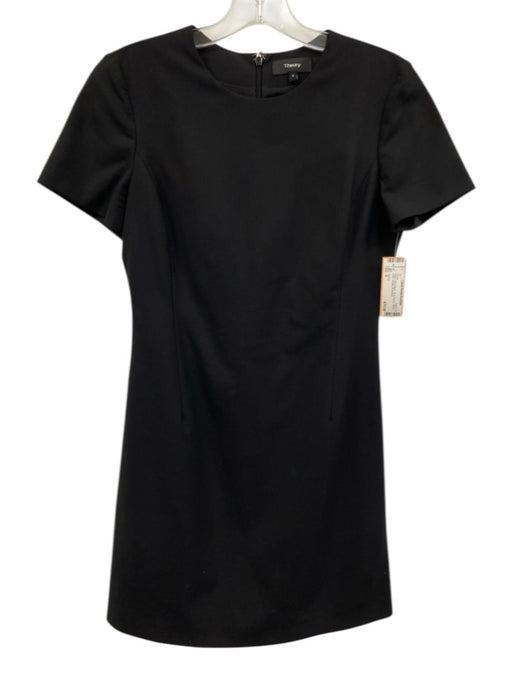 Theory Size 0 Black Wool Blend Short Sleeve Above knee Sheath Dress Black / 0