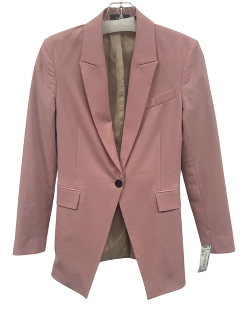 Theory Size 00 Dusty Pink Wool Blend Flap Pocket Long Sleeve One Button Jacket Dusty Pink / 00
