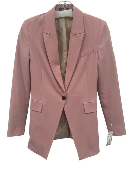 Theory Size 00 Dusty Pink Wool Blend Flap Pocket Long Sleeve One Button Jacket Dusty Pink / 00
