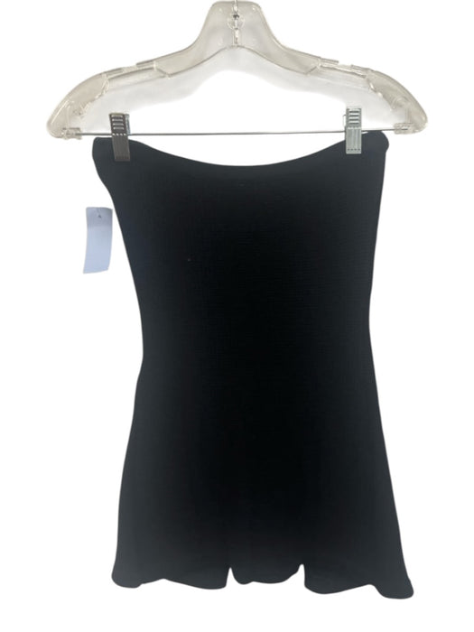 Cin Cin Size S Black Cotton Knit Strapless Cutout Flower Detail Top Black / S