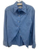 LAAGAM Size XS Blue Cotton Long Sleeve Button Up Open Design Shirt Top Blue / XS