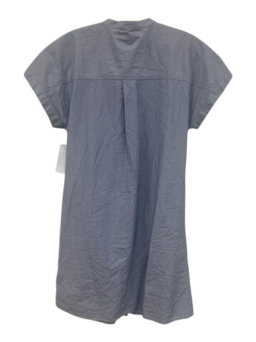 Theory Size P Blue & White Cotton Pinstripe Cap Sleeve Button Front Mini Dress Blue & White / P