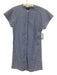 Theory Size P Blue & White Cotton Pinstripe Cap Sleeve Button Front Mini Dress Blue & White / P