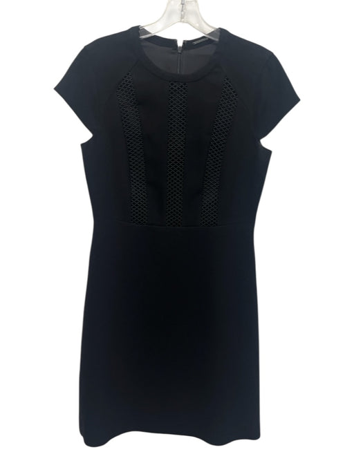 Elie Tahari Size 4 Black Triacetate & Polyester Long Sleeve Cap Sleeve Dress Black / 4