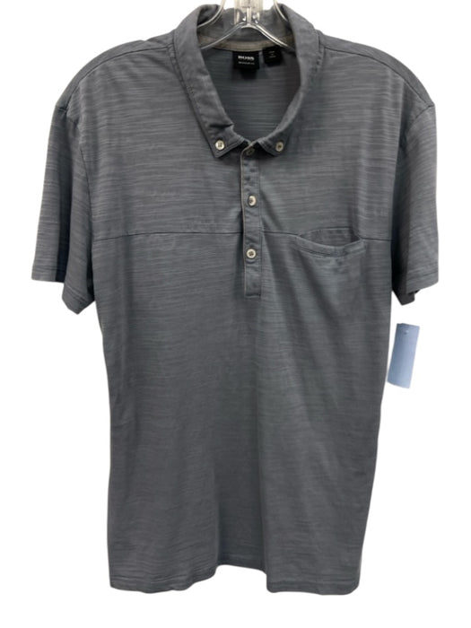 Boss Size L Blue Cotton Heathered Polo Men's Short Sleeve Blue / L