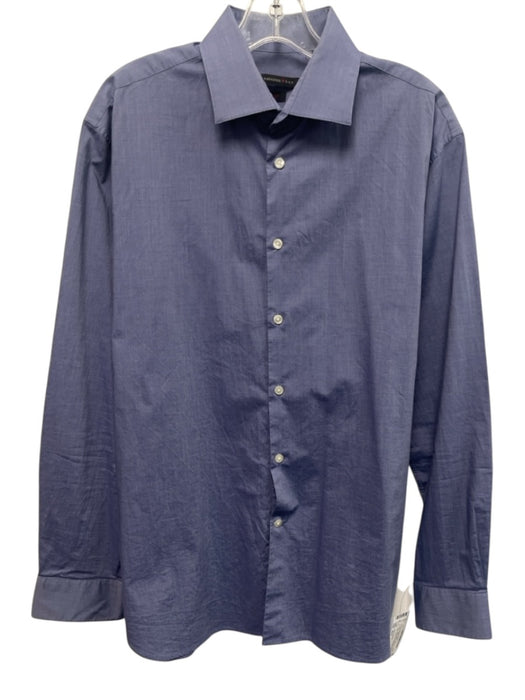 John Varvatos Size 16.5 Blue Cotton Blend Solid Spread Collar Long Sleeve Shirt Blue / 16.5