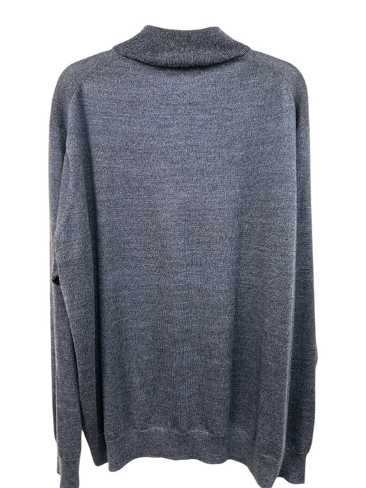Peter Millar Size XXL Navy Blue Wool Solid Quarter Zip Men's Long Sleeve Shirt Navy Blue / XXL